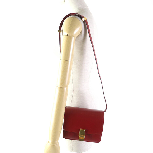 CELINE CLASSIC BOX Small (189183DLS) Classic Box Leather Shoulder Bag in Red ... - Picture 9 of 13
